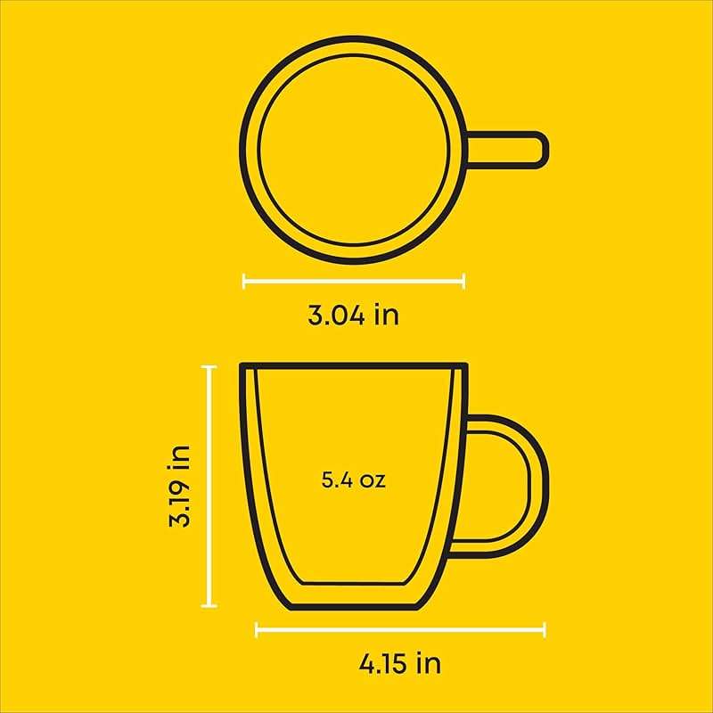 JoyJolt Savor Double Wall Insulated Glasses Espresso Mugs (Set of 2) - 5.4-Ounces - Image 3