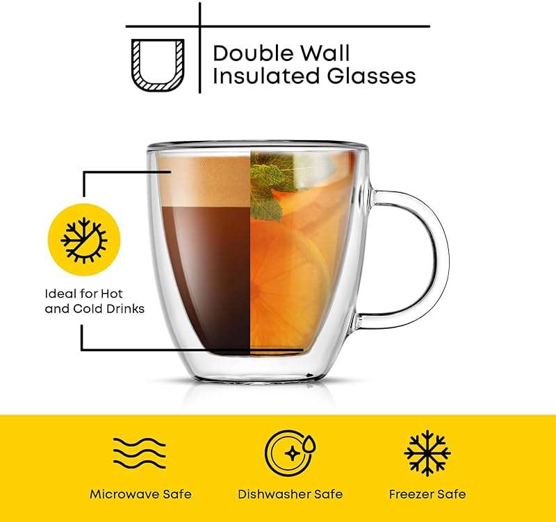 JoyJolt Savor Double Wall Insulated Glasses Espresso Mugs (Set of 2) - 5.4-Ounces - Image 4