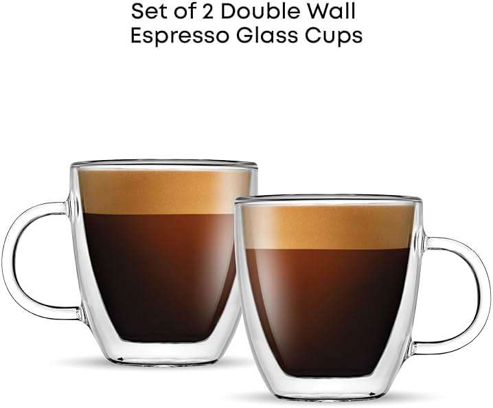 JoyJolt Savor Double Wall Insulated Glasses Espresso Mugs (Set of 2) - 5.4-Ounces - Image 5