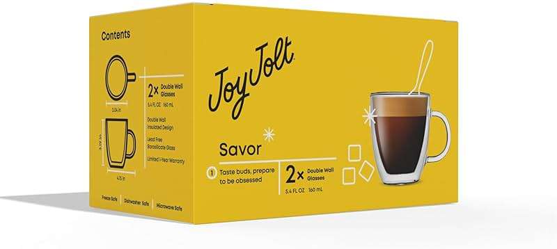 JoyJolt Savor Double Wall Insulated Glasses Espresso Mugs (Set of 2) - 5.4-Ounces - Image 9