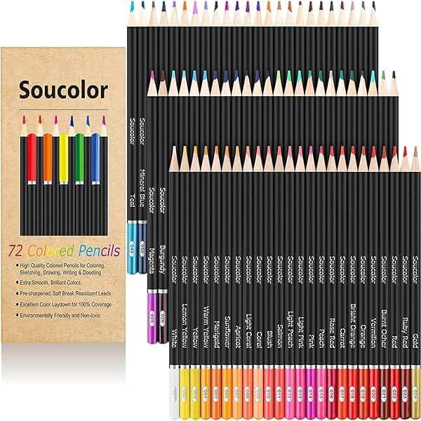 Soucolor 72-Color Colored Pencils for Adult Coloring Books, Soft Core, Back to School Supplies, Smooth Coloring Pencils for Kids Sketching, Drawing, Blending, Shading, Arts & Crafts Supplies Gift - Image 1