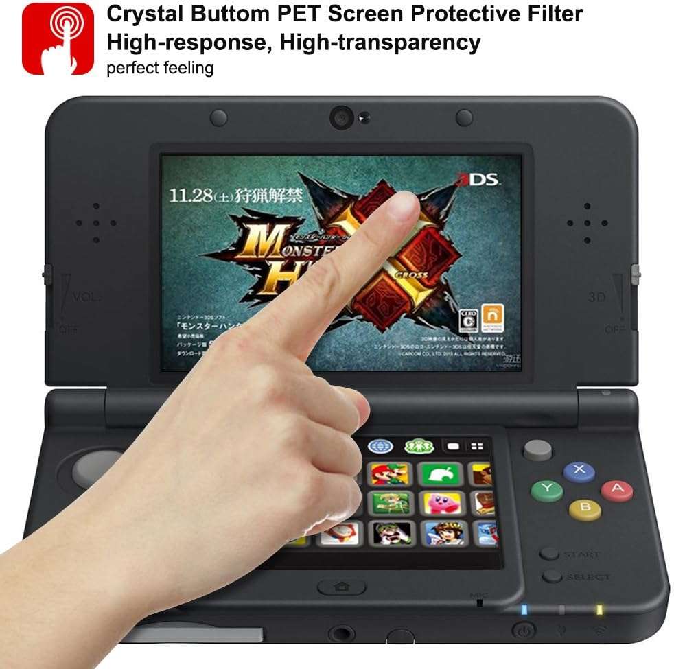 AFUNTA Screen Protector Compatible with Nintendo New 3DS, 2 Pack (4 Pcs) Tempered Glass for Top Screen and HD Clear PET Film for Bottom Screen Accessory - Image 5