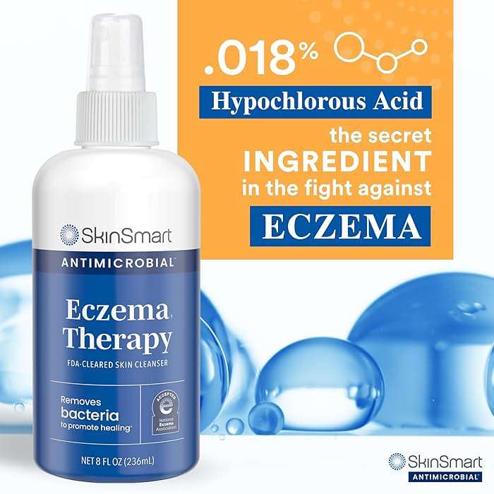 SkinSmart Antimicrobial Eczema Therapy with Hypochlorous Acid, Safely Removes Bacteria so Skin Can Heal, for Adults, Kids and Seniors, 8 Ounce Clear Spray - Image 4