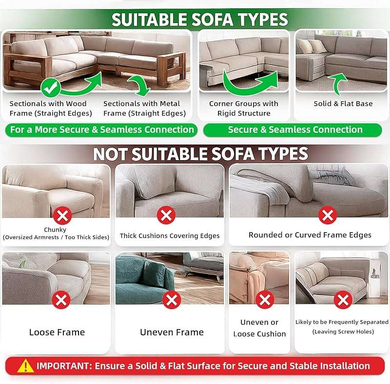 LazyMe Universal Sectional Sofa Interlocking Sofa Connector Bracket with Hardware- 2 Sets, 4 Piece - Image 6