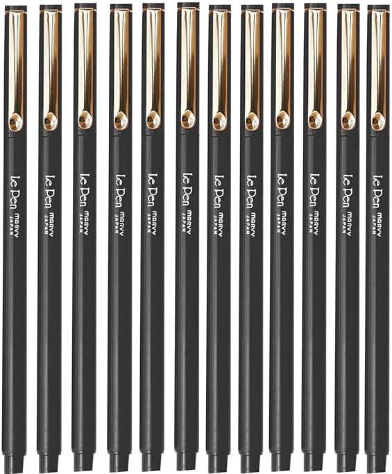 MARVY UCHIDA - LE PEN Black Pens, 12 Pack, 4300 Series - Image 1