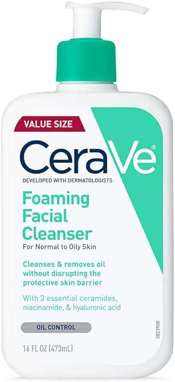 CeraVe Foaming Facial Cleanser, Daily Face Wash for Oily Skin, Hyaluronic Acid + Ceramides + Niacinamide, Fragrance Free, Non-Drying Oil Control Face Wash, 16 Fluid Ounces - Image 1