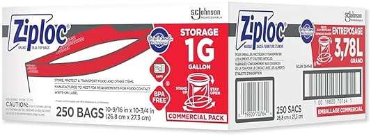 SC Johnson Professional Ziploc Storage Bags with New Grip 'n Seal Technology, For Food Organization and Storage, Double Zipper, Gallon, 250 Count - Image 3