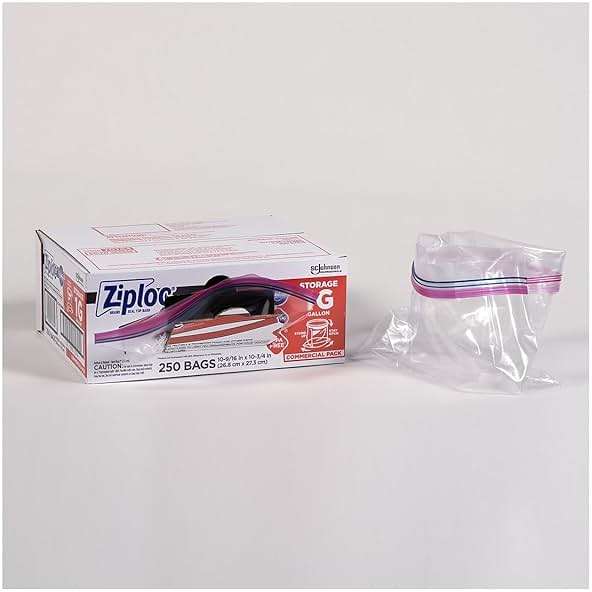 SC Johnson Professional Ziploc Storage Bags with New Grip 'n Seal Technology, For Food Organization and Storage, Double Zipper, Gallon, 250 Count - Image 6
