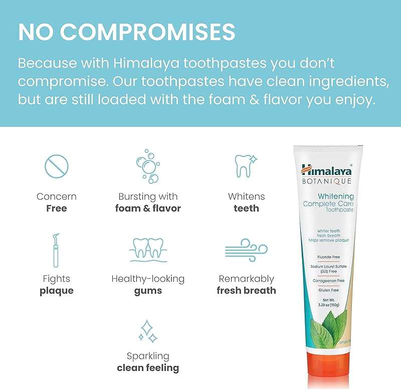 Himalaya Botanique Whitening Complete Care Toothpaste, Teeth Whitening, Fights Plaque, Fluoride Free, No Artificial Flavors, SLS Free, Cruelty Free, Foaming, Simply Mint Flavor, 5.29 Oz, 4 Pack - Image 5