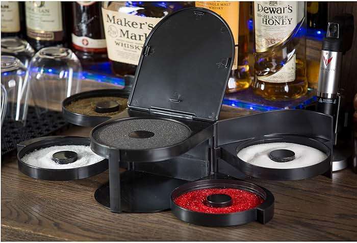 Tablecraft Glass Rimming Station with 5-Swing Out Trays (H5633), 2.3, Black - Image 4