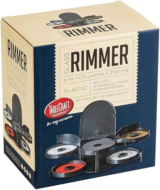 Tablecraft Glass Rimming Station with 5-Swing Out Trays (H5633), 2.3, Black - Image 5