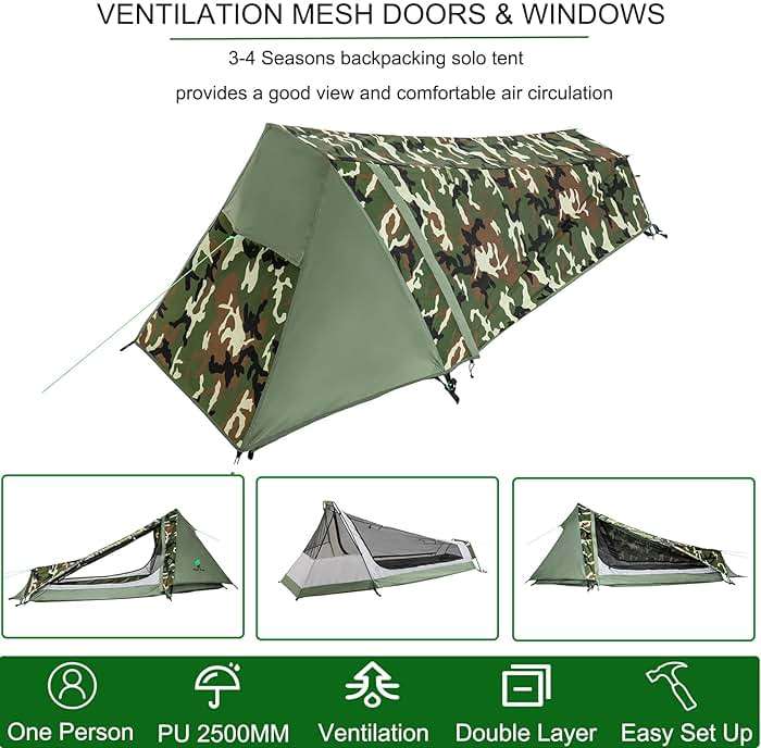 GEERTOP Ultralight Bivy Tent for 1 Person 3 Season Waterproof Single Person Backpacking Tent for Camping Hiking Backpack Travel Outdoor Survival Gear - Image 2