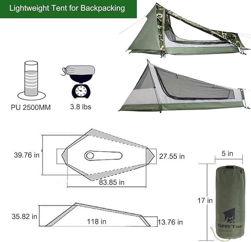 GEERTOP Ultralight Bivy Tent for 1 Person 3 Season Waterproof Single Person Backpacking Tent for Camping Hiking Backpack Travel Outdoor Survival Gear - Image 6
