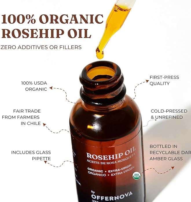 Offernova Organic Rosa de Mosqueta Oil - USDA Certified Rosehip Seed Oil Pure Cold Pressed, Repairs & Brightens Skin - Gua Sha Massage, Face, for All Skin Types - Aceite Facial 1OZ - Image 2