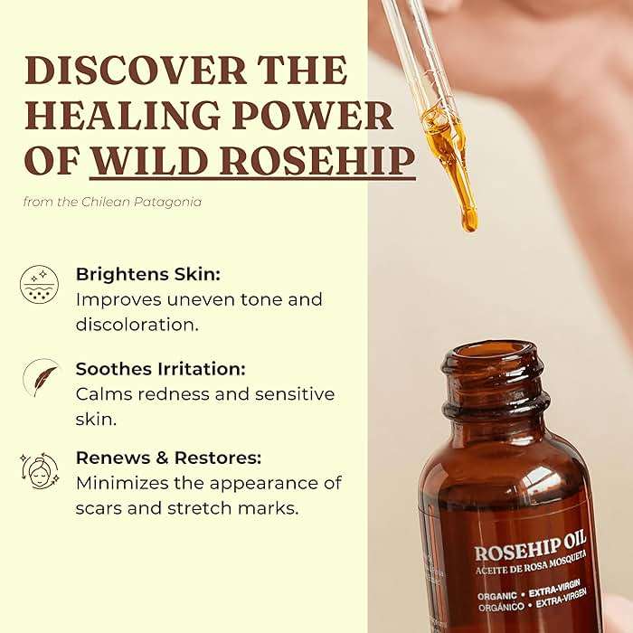 Offernova Organic Rosa de Mosqueta Oil - USDA Certified Rosehip Seed Oil Pure Cold Pressed, Repairs & Brightens Skin - Gua Sha Massage, Face, for All Skin Types - Aceite Facial 1OZ - Image 3