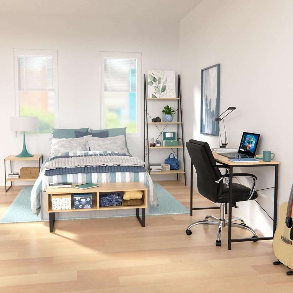 ClosetMaid 1311 Rectangular Wood Coffee Table with Storage Shelves, Natural - Image 2