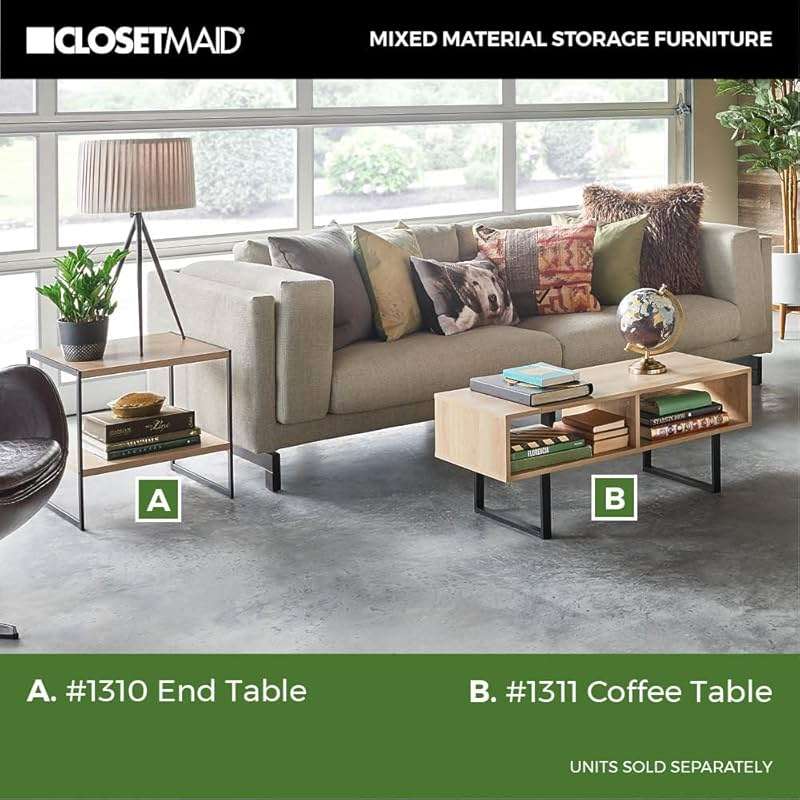 ClosetMaid 1311 Rectangular Wood Coffee Table with Storage Shelves, Natural - Image 5