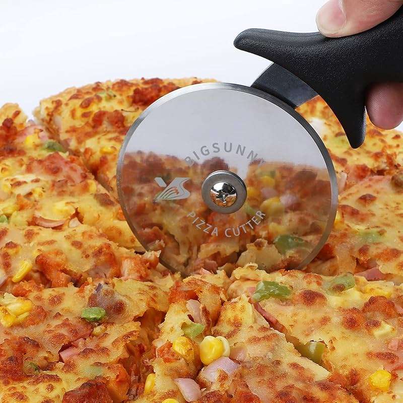 MSY BIGSUNNY Pro Pizza Cutter, Stainless Steel Pizza Cutter Wheel, with Super Sharp Pizza Slicer Dia 4-inch(10cm), Dishwasher Safe - Image 2