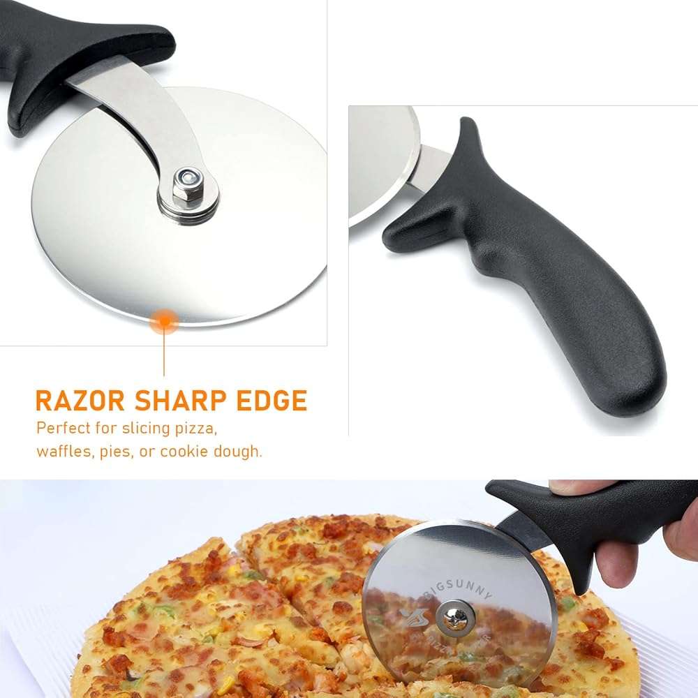 MSY BIGSUNNY Pro Pizza Cutter, Stainless Steel Pizza Cutter Wheel, with Super Sharp Pizza Slicer Dia 4-inch(10cm), Dishwasher Safe - Image 4