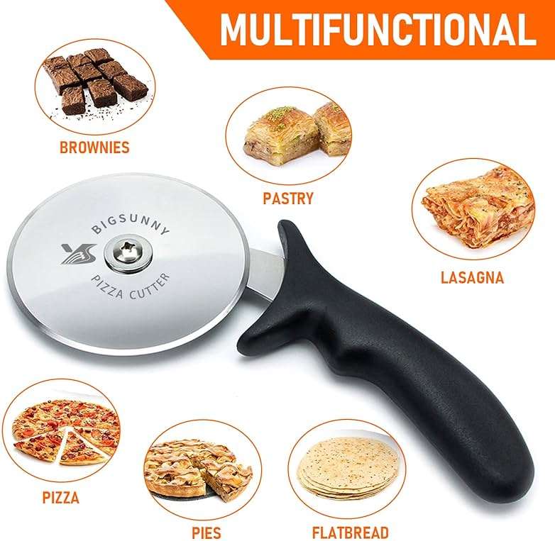 MSY BIGSUNNY Pro Pizza Cutter, Stainless Steel Pizza Cutter Wheel, with Super Sharp Pizza Slicer Dia 4-inch(10cm), Dishwasher Safe - Image 5