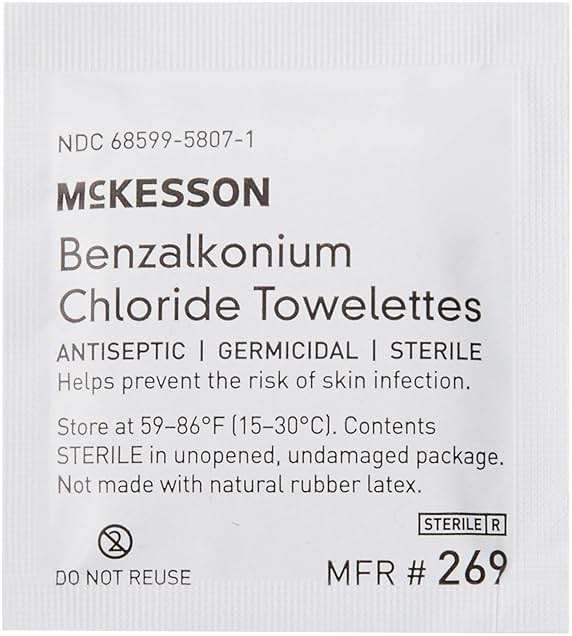 McKesson Benzalkonium Chloride Towelettes [Pack of 100] First Aid Antiseptic Wipes, Sterile Individual Wrapped - Image 4
