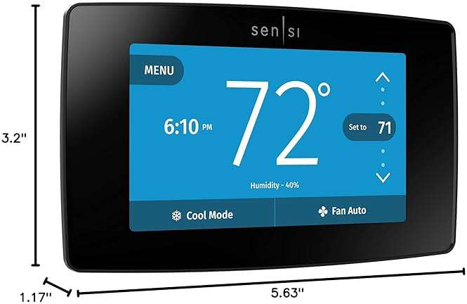 Sensi Touch Smart Thermostat by Emerson with Touchscreen Color Display, Programmable, Wi-Fi, Mobile App, Easy DIY, Data Privacy, Works with Alexa, Energy Star Certified, ST75 - Black, C-Wire Required - Image 3