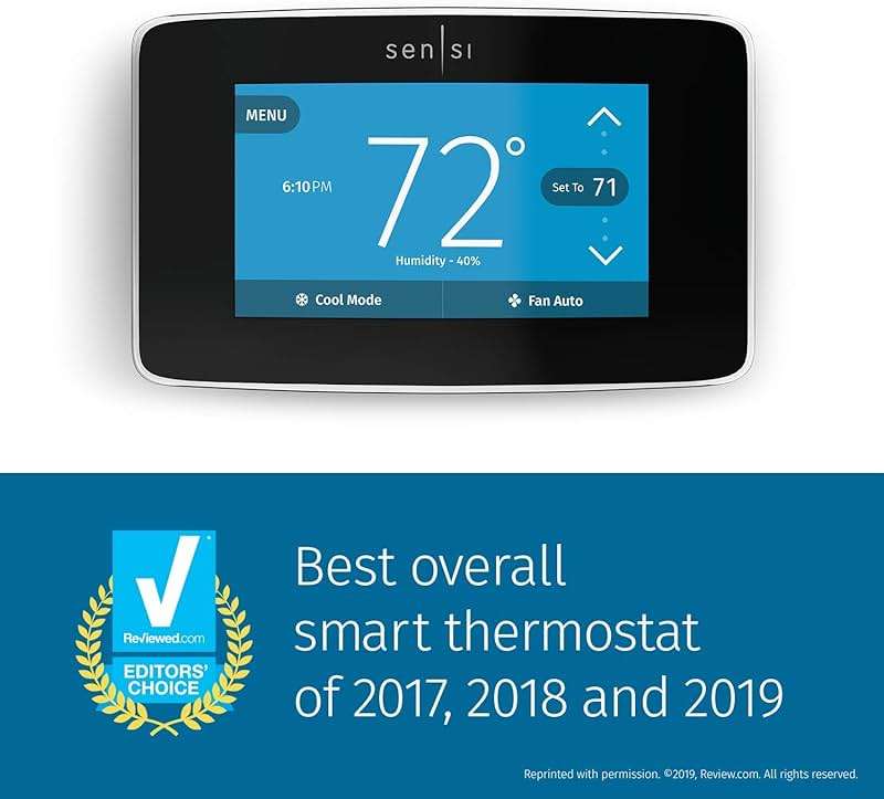 Sensi Touch Smart Thermostat by Emerson with Touchscreen Color Display, Programmable, Wi-Fi, Mobile App, Easy DIY, Data Privacy, Works with Alexa, Energy Star Certified, ST75 - Black, C-Wire Required - Image 13