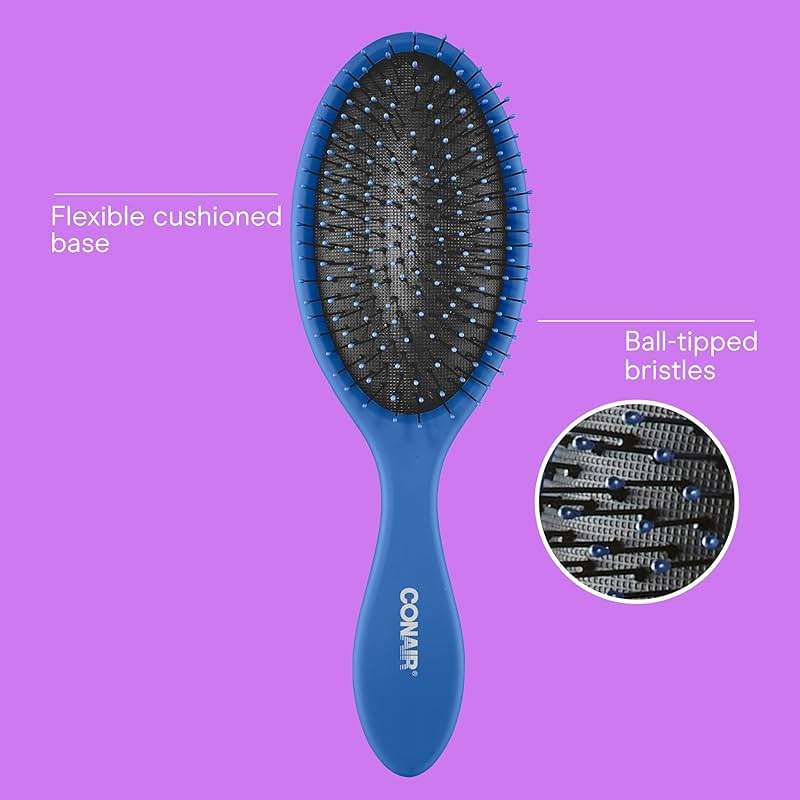 Conair Detangling Hair Brush Set 3 Pack, For Wet, Dry and All Hair Types, Detangling Brushes for Women in Blue, Pink, and Gray - Image 2