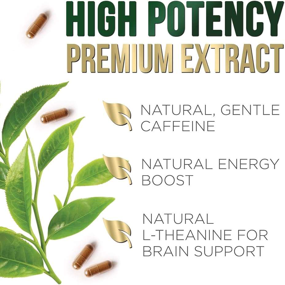 Green Tea Extract Capsules - 3X Strength Green Tea Extract 1000 mg Per Serving Pills with 45% EGCG & 98% Polyphenols for Natural Energy - Antioxidant Herbal Heart Support Supplement - 240 Capsules - Image 7