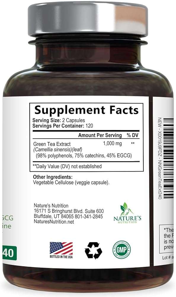 Green Tea Extract Capsules - 3X Strength Green Tea Extract 1000 mg Per Serving Pills with 45% EGCG & 98% Polyphenols for Natural Energy - Antioxidant Herbal Heart Support Supplement - 240 Capsules - Image 9