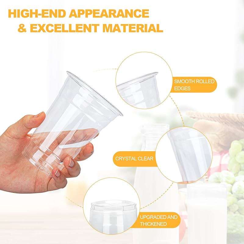 TashiBox [16oz - 150 Cups Clear Plastic Cups, disposable plastic cups for tea,smoothies Sodas and Mixed Drinks - Image 5