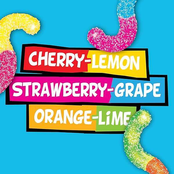 Trolli Sour Brite Crawlers, Candy, Cherry-Lemon, Strawberry-Grape & Orange-Lime, Sweet and Sour, Gummy Worms, Halloween Treat, 28.8 oz - Image 2