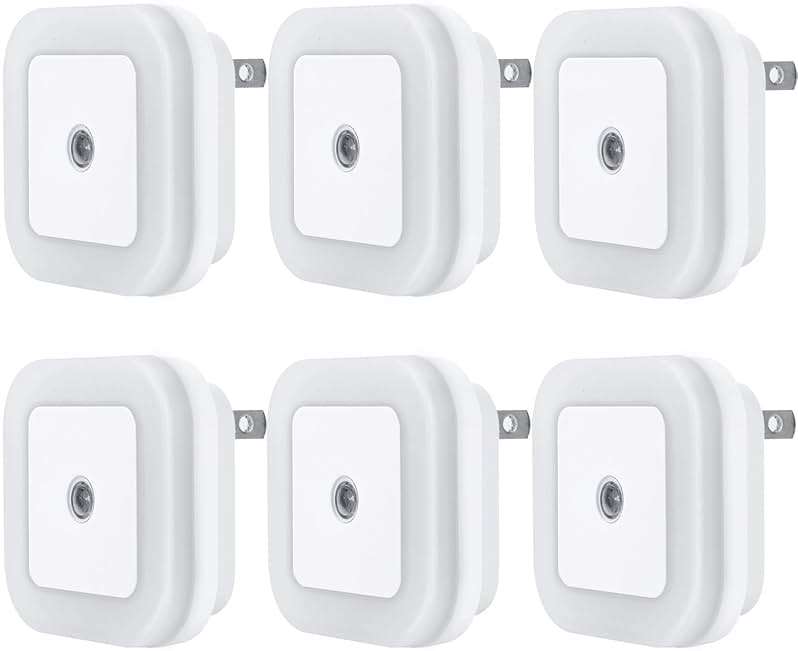 Uigos LED Night Light Lamp with Smart Sensor Dusk to Dawn Sensor, Daylight White, 0.5W Plug-in, 6-Pack - Image 1