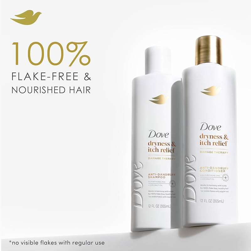 Dove Damage Therapy Derma Shampoo Dryness + Itch for Flaky Scalp with Pyrithione Zinc and Coconut Oil 12 Fl Oz - Image 3