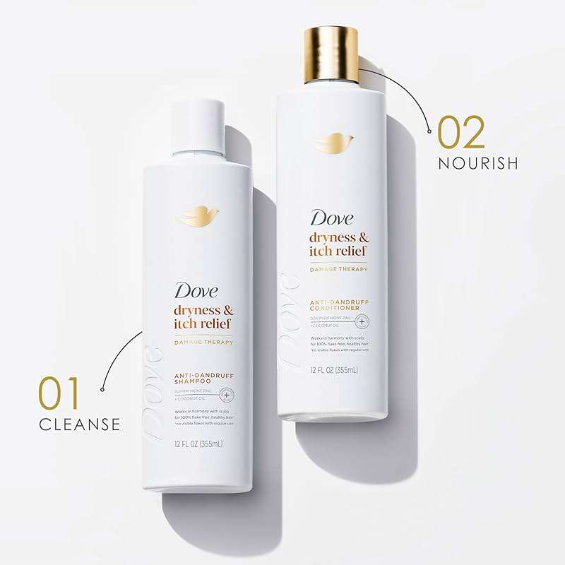 Dove Damage Therapy Derma Shampoo Dryness + Itch for Flaky Scalp with Pyrithione Zinc and Coconut Oil 12 Fl Oz - Image 9