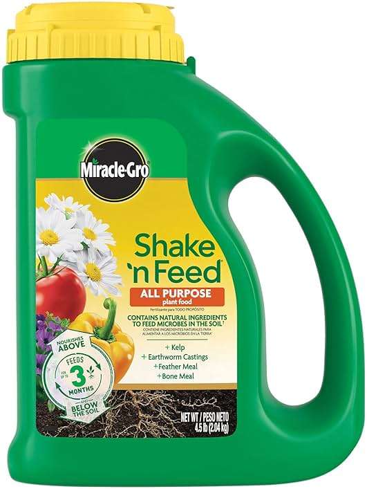 Miracle-Gro Shake 'N Feed All Purpose Plant Food - Outdoor and Indoor Plant Food for In-Ground and Containers, Feeds for up to 3 Months, 4.5 lbs. - Image 1