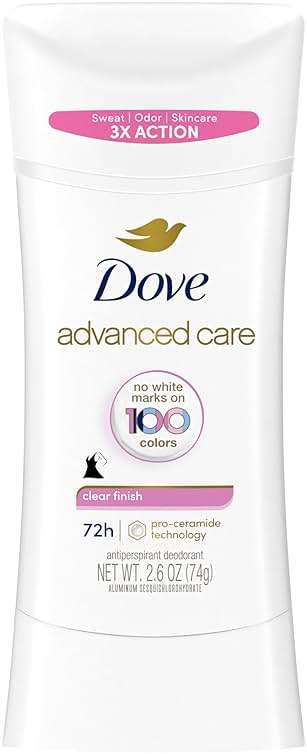 Dove Advanced Care Antiperspirant Deodorant for Women Clear Finish No White Marks 72 hour sweat and odor protection 2.6 oz - Image 1