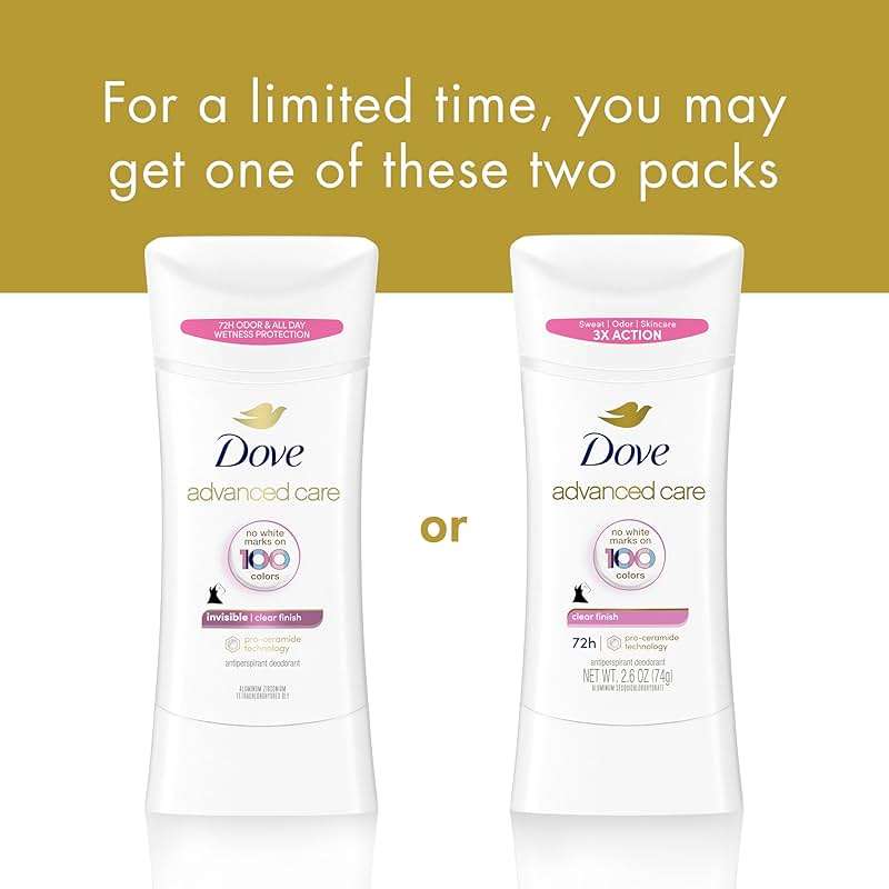 Dove Advanced Care Antiperspirant Deodorant for Women Clear Finish No White Marks 72 hour sweat and odor protection 2.6 oz - Image 3
