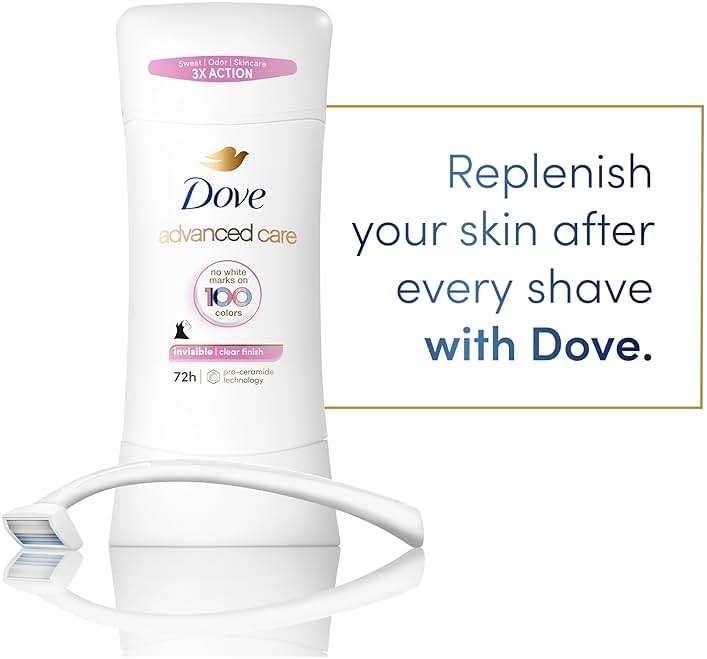 Dove Advanced Care Antiperspirant Deodorant for Women Clear Finish No White Marks 72 hour sweat and odor protection 2.6 oz - Image 6