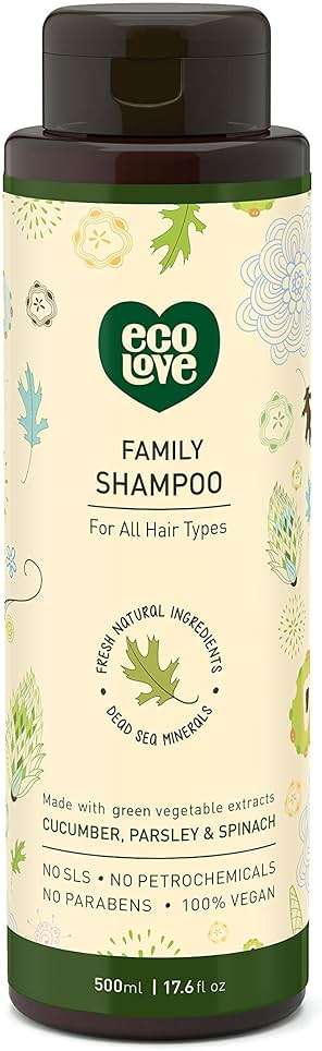 ecoLove - Natural Shampoo for All Hair Types,Sodium lauryl sulfate Free, Vegan & Cruelty Free Shampoo, Organic Cucumber Extract, No SLS or Parabens, 17.6 oz - Image 1