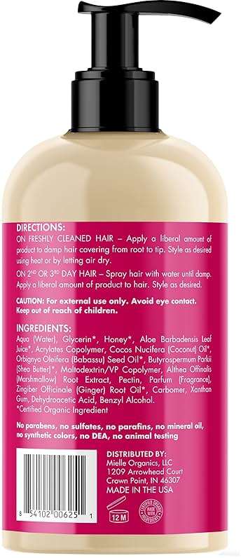 Mielle Organics Honey & Ginger Hair Gel - Styling Gel for Enhanced Curl Definition and Frizz Reduction - Enriched with Aloe & Babassu Oil to Nourish Dry, Curly or Frizzy Hair (13 Fl Oz) - Image 2