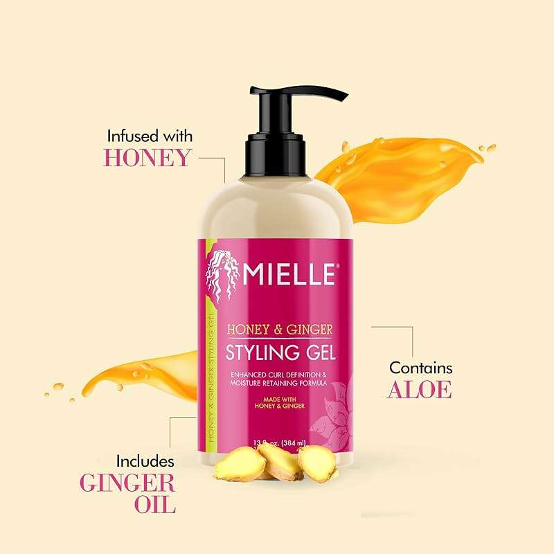 Mielle Organics Honey & Ginger Hair Gel - Styling Gel for Enhanced Curl Definition and Frizz Reduction - Enriched with Aloe & Babassu Oil to Nourish Dry, Curly or Frizzy Hair (13 Fl Oz) - Image 3