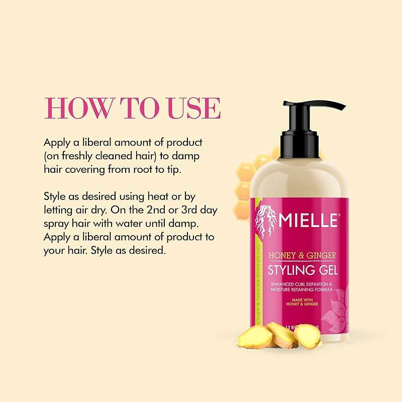 Mielle Organics Honey & Ginger Hair Gel - Styling Gel for Enhanced Curl Definition and Frizz Reduction - Enriched with Aloe & Babassu Oil to Nourish Dry, Curly or Frizzy Hair (13 Fl Oz) - Image 5