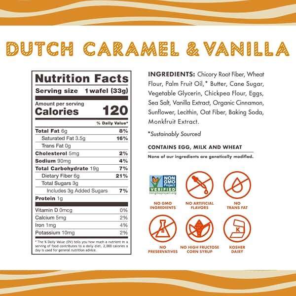 Rip Van Wafels Dutch Caramel & Vanilla Stroopwafels, Healthy Snacks, Non-GMO, Low Calorie, Low Sugar (3g), Office Snacks, Keto Friendly, 12 Count - Image 2