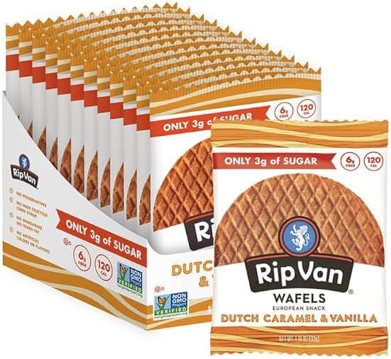 Rip Van Wafels Dutch Caramel & Vanilla Stroopwafels, Healthy Snacks, Non-GMO, Low Calorie, Low Sugar (3g), Office Snacks, Keto Friendly, 12 Count - Image 3