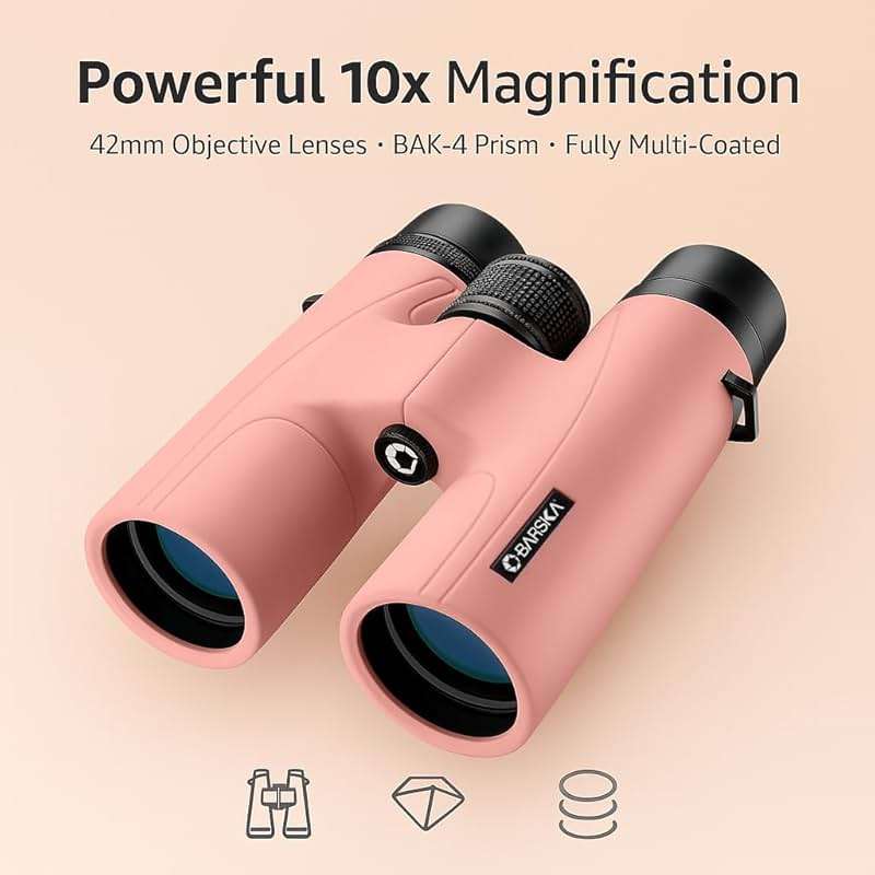 Barska Crush 10x42 Binoculars – Lightweight, Compact & Shockproof Design in Bright Colors for Hiking, Travel, Concerts, Sports, Great Gift Idea – Case & Strap Included - Image 4