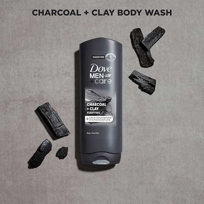 DOVE MEN + CARE Body and Face Wash Purifying Charcoal + Clay Body Wash for Men with 24-Hour Nourishing Micromoisture Technology 18 oz - Image 3