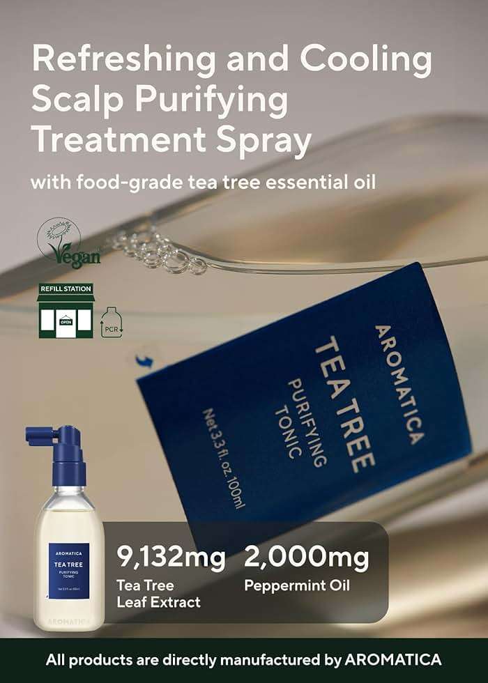 AROMATICA Tea Tree Purifying Tonic, Paraben, Silicone, Sulfate-free | Vegan | Soothing & Cooling Tonic for Your Scalp Treatment | Hair Nourishing | Natural Ingredients Only (3.38oz) - Image 2