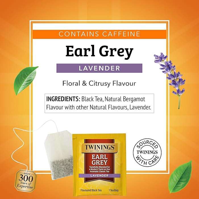 Twinings Earl Grey Lavender Black Tea Individually Wrapped Bags, 20 Count (Pack of 1), Citrus, Bergamot & Floral, Caffeinated, Enjoy Hot or Iced, 20 Teabags - Image 4