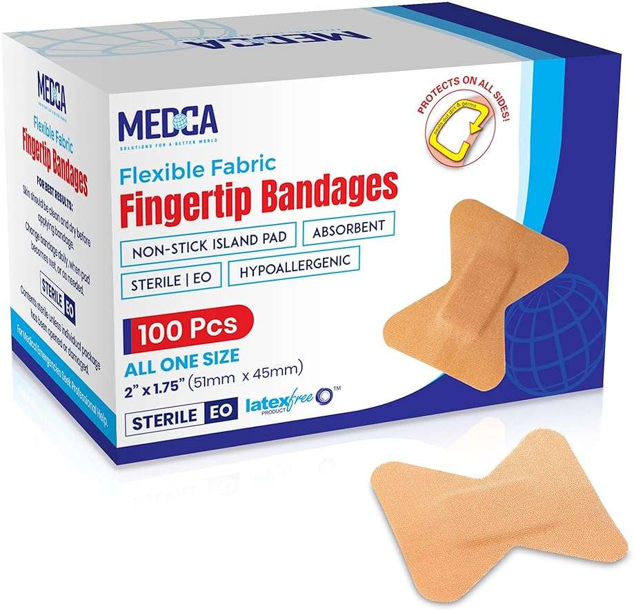 Flexible Fabric Bandages - Flex Fabric Adhesive Bandages Finger-Tip Care and to Protect Wounds from Infection - (100 Count Box) - Image 1
